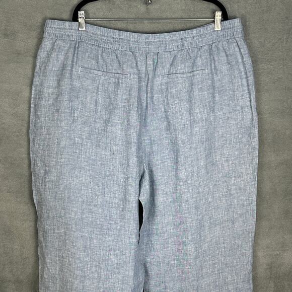 Athleta Pants Womens 22 Blue Retreat Linen Wide Leg Ankle Lagenlook Beach Resort - Picture 5 of 13